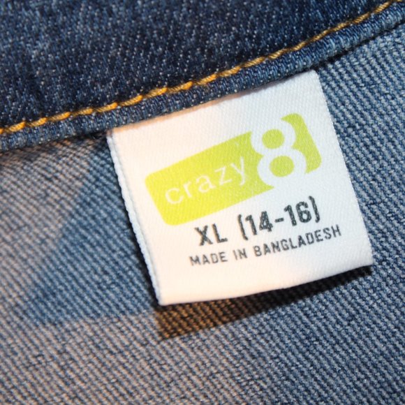 Girl's CRAZY 8 Sz 14-16 XL Denim Blue Jean Jacket - Picture 12 of 13